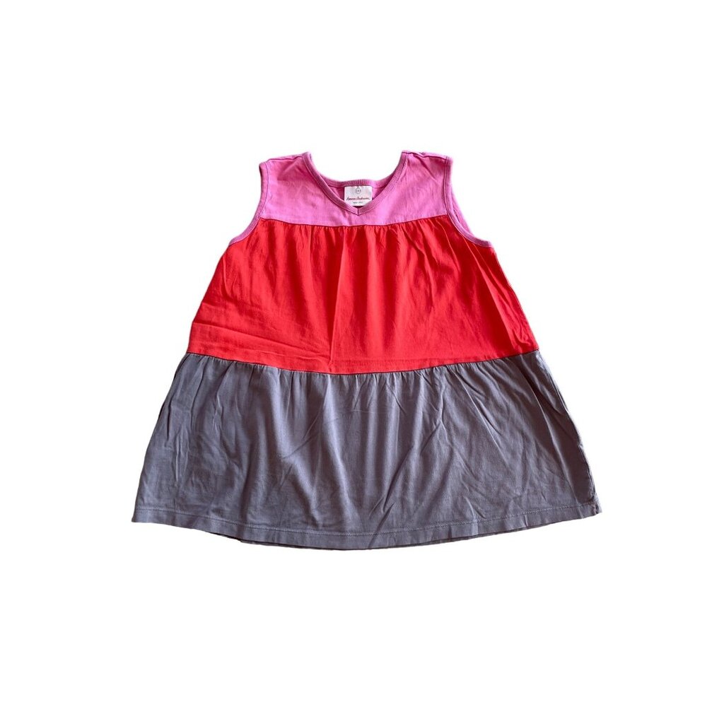 140/10 US Hanna Andersson Pink Orange Grey Tiered Sleeveless Top